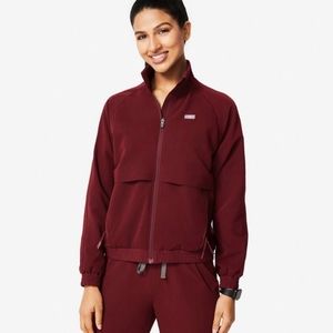 Figs Sydney Scrub Jacket Burgundy MEDIUM